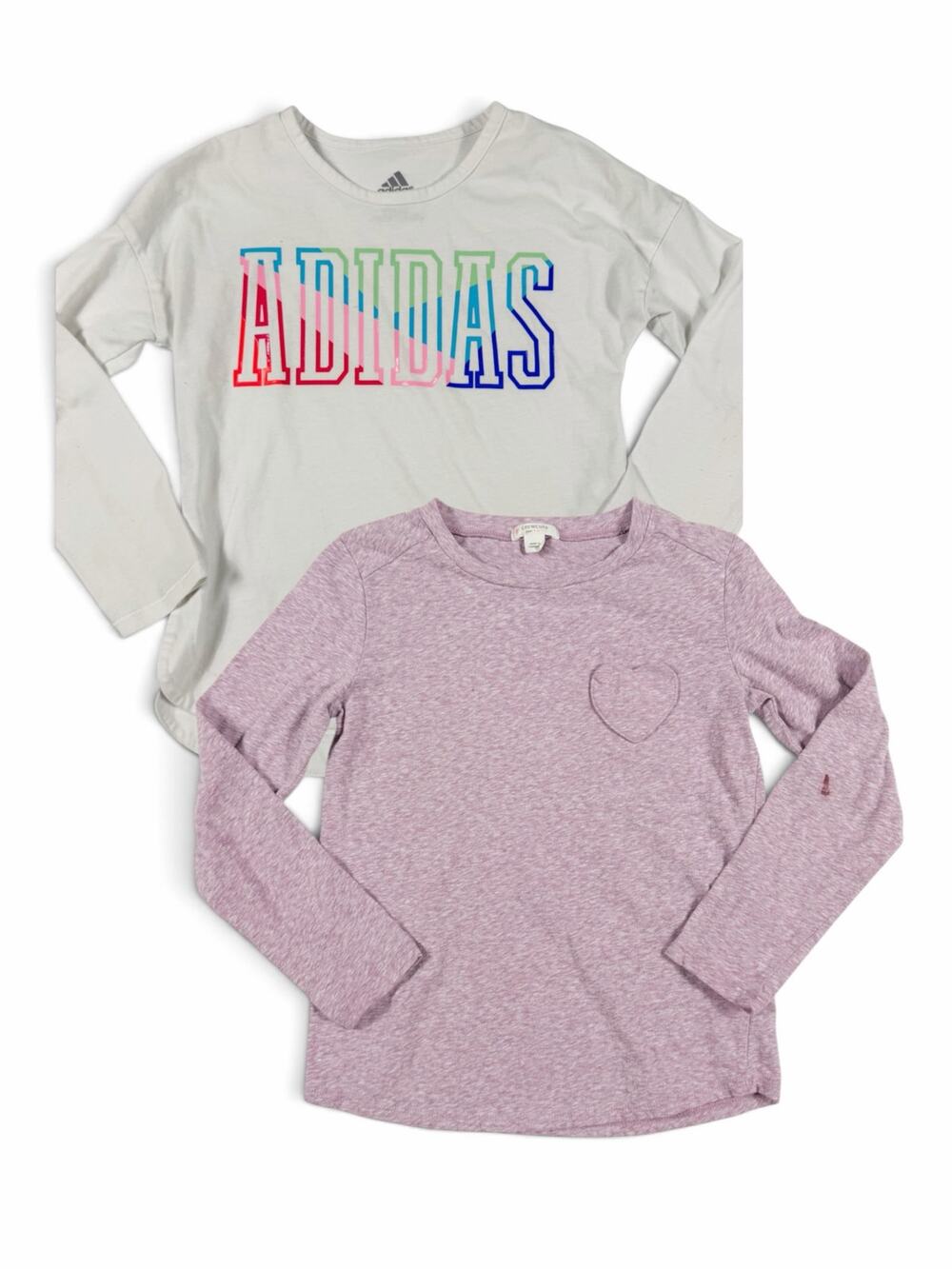 Adidas Crewcuts Girls Long Sleeve Tops White Purple Bundle Size 6